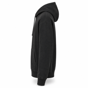 Sudadera con capucha para hombre, negra lavada, de peso pesado, corte regular, cuello alto, hombros caídos, forro polar de poliéster/algodón, con bolsillo, al por mayor - Product Image 5