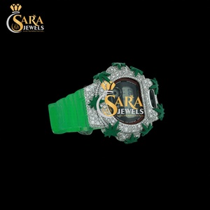 Reloj de Diamantes Premium con Acabado Moissanite VVS, Correa Verde, Acero Inoxidable, Joyería de Lujo de la India - Product Image 4