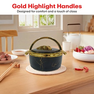 Ensemble de casseroles de service en marbre noir de luxe, parfait pour la cuisine, les repas et les cadeaux, bols de rangement alimentaire haut de gamme - Product Image 4