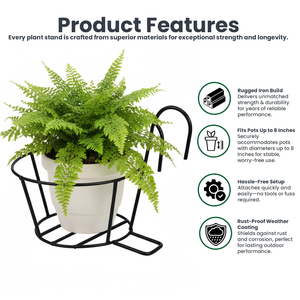 Heavy Duty Metal Hanging <b>Plant</b> Pot Holder Iron Balcony Railing Planter <b>Basket</b> Outdoor Indoor Flower Pot Stand Garden Decor - Product Image 3