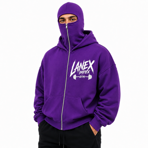 Sweat à capuche zippé pour homme, coupe oversize, en molleton de coton premium, avec cagoule intégrale, Fournisseur de marques privées - Product Image 1