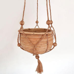 Macetas colgantes de mimbre con marco de ratán, recién llegadas, al por mayor, macetas de mimbre para plantas. - Product Image 1