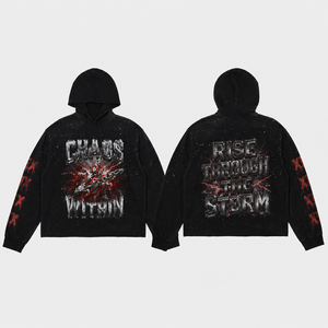 Men's Oversized <b>Zipper</b>-Up Streetwear <b>Hoodie</b> <b>Black</b> Red Solid Pocket Breathable Long Sleeve Knitted 100% Cotton Anti-Pilling 400g - Product Image 2