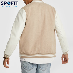 แจ็คเก็ตวาร์ซิตี้แบบสั่งทำสำหรับผู้ชาย ตัวเสื้อทำจากผ้าขนสัตว์ 100% แขนเสื้อทำจากหนัง ปักโลโก้ตามสั่ง แจ็คเก็ตเลตเตอร์แมนสไตล์สตรีทแวร์ - Product Image 2