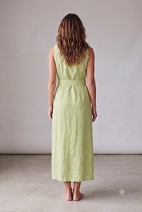 Robe longue en coton flammé 100 % pour femme, style noué, décontractée, coupe ample, pour l'été - Product Image 3