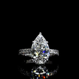 Wholesale 14k Gold Lab Grown Diamond <b>Ring</b> 2ct 3ct Pear Cut <b>Solitaire</b> IGI Certified Custom Wedding Engagement <b>Ring</b> For Women - Product Image 1