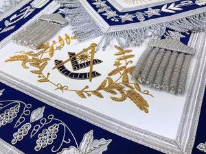 Premium Blue Masonic Apron with Elegant Embroidery Freemason Lodge Regalia Adjustable Waist Belt - Product Image 3