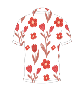 Polo con Estampado de Flores Rojas, Diseño Floral Completo, Transpirable, Casual de Verano, Manga Corta, Sublimado - Product Image 2