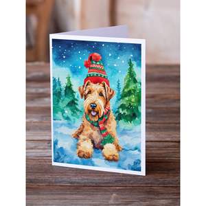 Whimsical Airedale Terrier Tarjetas de felicitación de Navidad Paquete de 8 tarjetas de nota en blanco con sobres A7 Tamaño 5x7 - Product Image 2