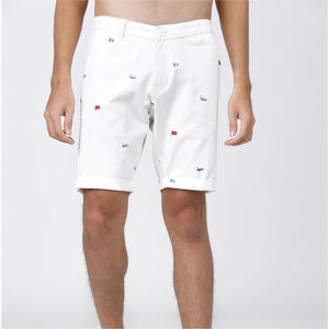 Men's White Cotton Embroidered <b>Chino</b> Shorts Summer Casual Beach Apparel Wholesale - Product Image 1