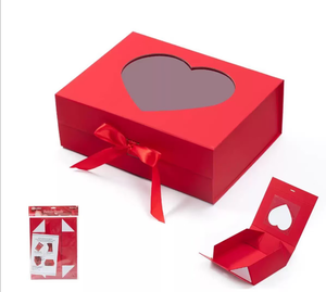 Caja de Regalo Plegable con Forma de Corazón y Lazo, Disponible en Stock, Caja para Regalos de Perfume, Flores y Frutas - Product Image 1