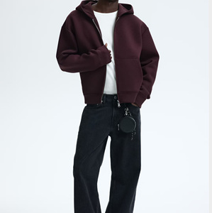Sweat-shirt à capuche surdimensionné pour homme en polyester/coton avec logo personnalisé, épaules tombantes, double fermeture éclair, tricot jersey - Product Image 4