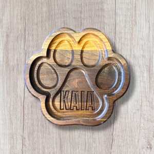 Wooden Paw Shape Serving <b>Plate</b> Custom Engraved With <b>Name</b> and Logo Handmade Novelty Dish For Table Or Home Decor - Product Image 4