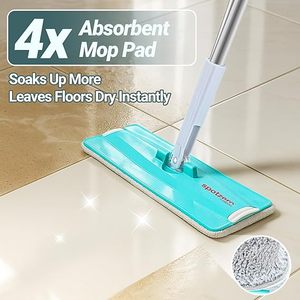 Mopa Plana 2 en 1 con Cámara de Lavado y Secado, 4 Recambios de Microfibra Súper Absorbentes, Mopa para Pisos y Paredes con Mango Largo, Compacta y Ligera, 5 Litros - Product Image 3