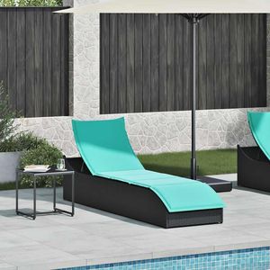 Chaise longue pliante en rotin PE noir standard, acier thermolaqué - Product Image 2