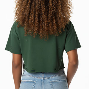 Camiseta de Verano Personalizada para Mujer, Calidad Premium, 100% Algodón, Color Sólido, Logotipo Impreso Personalizado, Apliques, Ecológica - Product Image 5