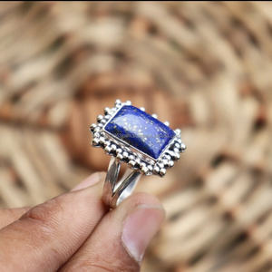 Classic Style 925 Sterling Silver Handmade Bezel Setting <b>Ring</b> Natural <b>Lapis</b> <b>Lazuli</b> Onyx Gemstone Wedding Party-Valentine Gift - Product Image 2