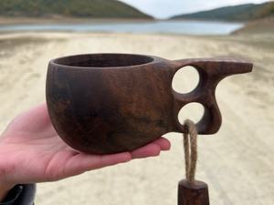 No-Cracking Handmade Wooden Kuksa Cup Nordic Camping Mug Traditional Scandinavian <b>Drinking</b> Cup Outdoor Coffee Bowl Gift - Product Image 2