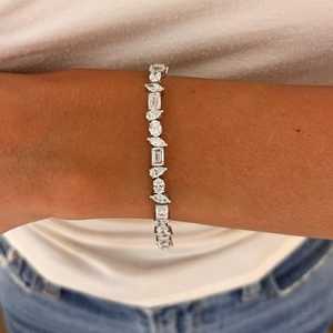 Pulsera de tenis con diamantes cultivados en laboratorio de múltiples formas, personalizada, de oro macizo de 10K, 14K, 18K y plata 925, con corte mixto y engaste de puntas, para novias, venta al por mayor de fábrica - Product Image 5