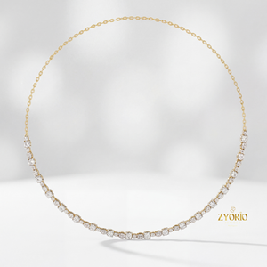 Collar de cadena de tenis con moissanita de corte redondo, plata de ley 925 chapada en oro, collar de tenis con diamantes para mujer y hombre, joyería de lujo - Product Image 2