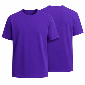 T-shirt homme violet uni en coton doux et respirant, coupe ajustée, tendance, classique, idéal pour l'été - Product Image 1
