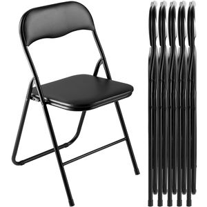 Set di 6 Sedie Pieghevoli con Telaio in Metallo Resistente e Cuscino Imbottito, Tavolo Portatile Pieghevole in Pelle, Design Durevole e Confortevole - Product Image 1