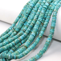 Perles de pierre en turquoise naturelle de l'Arizona, facettées, en forme de pneu, 6 mm, 16 pouces, pour la fabrication de bijoux