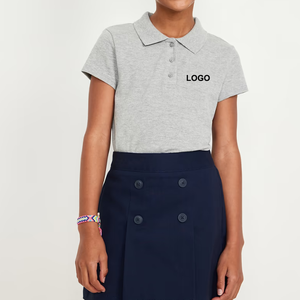 Camisa Polo de Uniforme Escolar de Color Gris Jaspeado con Tela Transpirable Pique para Estudiantes - Product Image 1