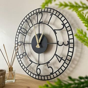 Large Luxury Modern Metal <b>Wall</b> <b>Clock</b> Handmade India Black Pattern Home Office Iron 30 Inch Medieval Edge <b>Decoration</b> <b>Wall</b> Mirror - Product Image 3