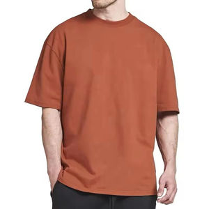 T-shirts personnalisés pour hommes, amples, décontractés, en coton biologique épais, col côtelé, épaules tombantes, style streetwear, effet délavé soleil - Product Image 1