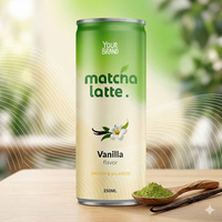 Lata de Aluminio de 250 ml, Sin Azúcar, Sabor Natural, 100% Puro, 8 Brix, Matcha Latte Frío, Origen Vietnam, Marca Privada, 24 Meses