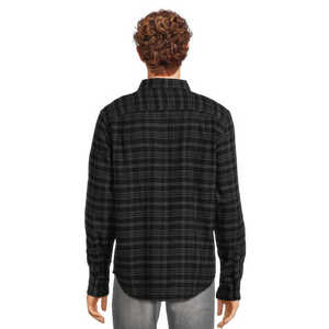 Men's Black Plaid Long Sleeve Casual <b>Shirt</b> Button Down <b>Collar</b> Full Sleeve Flannel Fabric Autumn Wear - Product Image 3