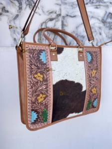 Sac fourre-tout en cuir sculpté à la main par un designer, élégant sac à main en cuir, sacs en cuir de vachette pour femmes, multi-usages - Product Image 3