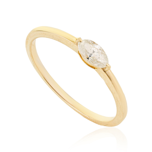 Factory Custom Design Marquise Cut Diamond K14 Real Yellow Gold <b>Stacking</b> Tiny Engagement <b>Ring</b> Proposal Jewelry Gift For Her - Product Image 3