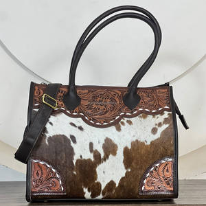 Bolso Tote de Cuero Vacuno Genuino Super September con Bordado de Patrón Occidental, Bolso de Hombro para Mujer para Uso Diario en Todas las Temporadas - Product Image 2