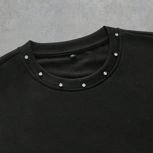 เสื้อยืดไรน์สโตนสำหรับผู้ชายเสื้อยืดลำลองผ้าคอตตอนถักลายว่างเปล่าสำหรับผู้ชาย - Product Image 4