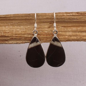 Pendientes de Ónix Natural Rayado en Plata de Ley 925, Pendientes Colgantes de Gema en Forma de Lágrima, Joyería Artesanal de Ágata Rayada al por Mayor - Product Image 4