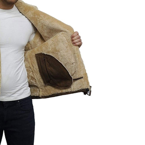 Casual Streetwear Men Shearling Leather <b>Jacket</b> Smooth Zipper Wind Resistant Daily Wear Shearling Leather <b>Jacket</b> For Men Custom - Product Image 6