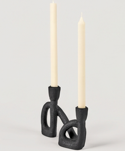 Support de bougie en aluminium sculptural moderne en forme de boucle, moulage texturé, centre de table, décoration intérieure, Pâques, Noël, commande en gros - Product Image 1