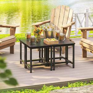 Modern Portable Outdoor Side <b>Table</b> Weather-Resistant Black Top Waterproof Wood Patio Hot Tub Bedroom Kitchen Dining Park Hotel - Product Image 6