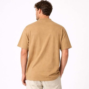 เสื้อยืดคอกลมผ้าฝ้ายพรีเมียมเรียบง่าย สีเบจ สไตล์ลำลองสำหรับผู้ชาย เสื้อยืดคอกลมมินิมอล สตรีทแวร์ เสื้อยืดคอกลมเรียบๆ - Product Image 6