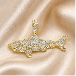 10K Solid <b>Gold</b> Hip Hop Style Shark Cartoon Iced VVS Moissanite Fine Jewelry Pendants Diamond <b>Tester</b> Necklace with Custom Charms - Product Image 5