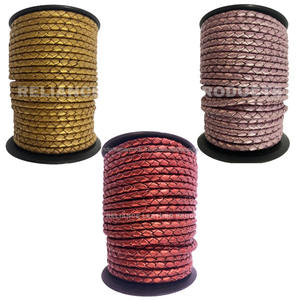 RELIANCE LEATHER - Cordón de Cuero Trenzado Rojo Marroquí Personalizable al por Mayor, Cordón de Cuero Trenzado Metálico, Componentes para Joyería DIY - Product Image 6