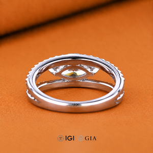 Bague à sangle fendue Marquise, Bague avec diamant de laboratoire, Diamant certifié IGI de 1 carat, Bague de fiançailles, Bague faite à la main, Bague de mariage - Product Image 3
