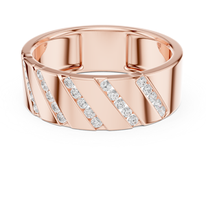 Bague de mariage pour homme en or rose avec diamants de laboratoire, sertie de plusieurs rangées de diamants ronds, design de luxe - Product Image 4