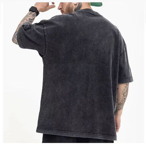Spring Summer Vintage Distressed Washed Casual Solid Men Oversized T-Shirts Custom Logo 100% Cotton Heavyweight T-Shirt for Mens - Product Image 3