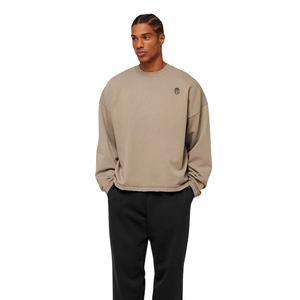 Sweat-shirt à col rond marron surdimensionné pour homme, en molleton épais, coupe décontractée, style streetwear décontracté - Product Image 4