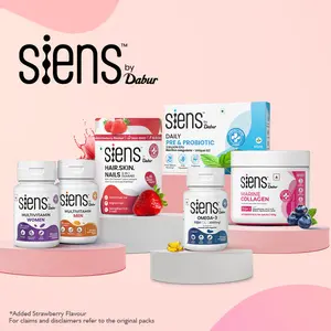 Siens by Dabur Cabello, Piel y Uñas (Botella de 3 gomitas) Ilumina la Piel Controla la Caída del Cabello Fortalece el Cabello y las Uñas Cultivo Silvestre - Product Image 1