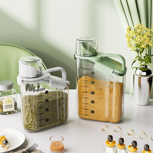 Bocaux en <span class=keywords><strong>plastique</strong></span> scellés pour le stockage du riz, barils anti-humidité pour cuisines domestiques, avec tasses à mesurer, boîtes à céréales diverses - Product Image 3