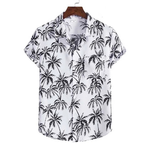 Chemise décontractée à manches courtes pour homme, col boutonné, motif floral, style hawaïen, respirante, 140g, tricot polyester/coton, ODM - Product Image 2